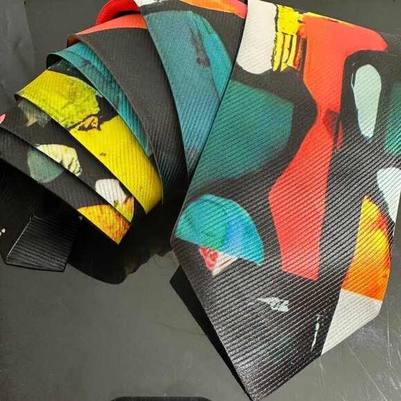 Modernist Tie Retro Designer Menswear Tie Necktie Mid Century Abstract Painting - Picture 4 of 7
